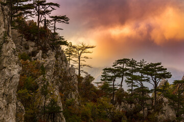 Autumn landscape, with beautiful lights and colors in the mountains