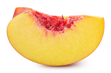Peach slice isolated on white background