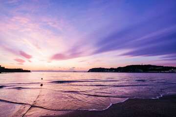 神奈川県逗子海岸の夕焼け