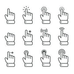 Vector cartoon finger mouse cursor in various gestures for mobile touch screen devices
