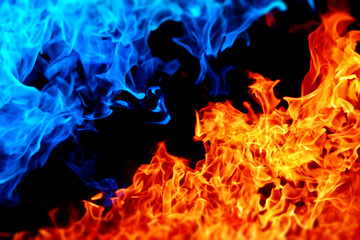 Background image of blue and red flames facing each other 4404