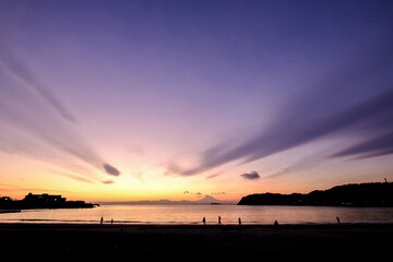 神奈川県逗子海岸の夕焼け