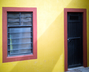 Doors, wall, facades, windows in a village