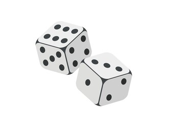 Pair of dice on white. Simple flat illustration