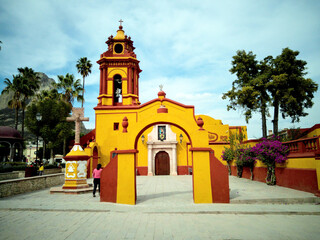 Old yellow church, with minimalist style