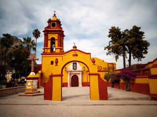 Old yellow church, with minimalist style