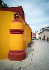Old yellow church, with minimalist style