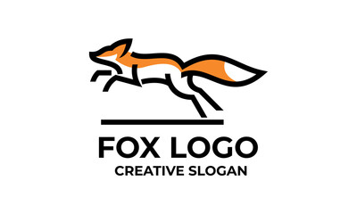 Fox Line Creative Logo Sign Vector Design