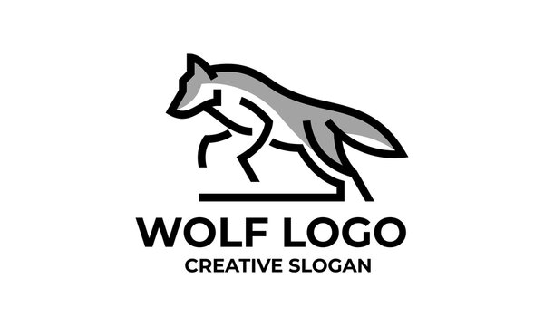 Wolf Minimalist Line Logo Sign Vector Design