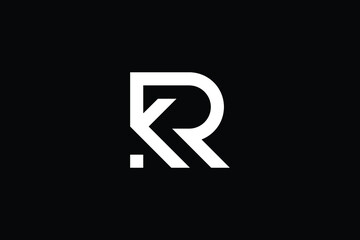 Fototapeta premium RK logo letter design on luxury background. KR logo monogram initials letter concept. RK icon logo design. KR elegant and Professional letter icon design on black background. K R RK KR