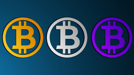 Bitcoin paper cut coin icon isolated on background. Paper art style. Vector
