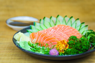 Traditional Japanese cuisine, premium sashimi decorated in elegant surroundings.