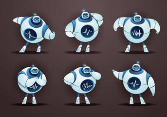 big sphere white mascot robot character set © Warittanun