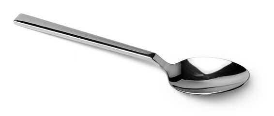 Silver spoon isolated on white background close up