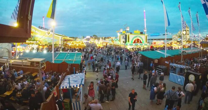 Timelapse of Bavarian Oktoberfest in Munich, Germany
