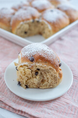 Fluffy homemade austrian powdered buchteln with chocolate chips