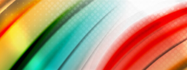 Abstract Background. Smooth flowing lines, blurred waves, rainbow color style stripes. Vector illustrations for covers, banners, flyers and posters and other