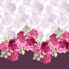 roses border.watercolor flowers