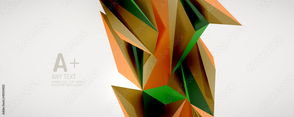 Leinwandbilder vector triangle geometric backgrounds. low poly 3d shape on light backdrop. vector illustration for 