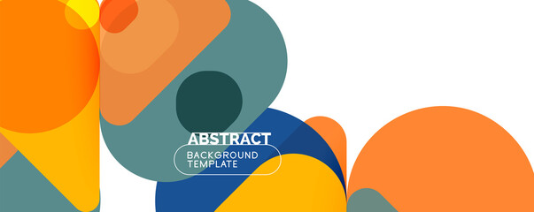 Flat geometric round shapes and dynamic lines, abstract background. Vector illustration for placards, brochures, posters and banners
