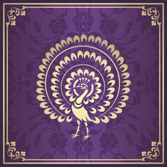 peacock, feathers ,wedding card design, royal India	