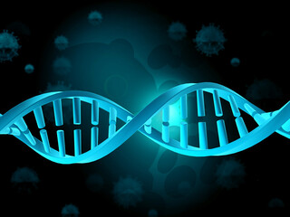 DNA molecule in virus background.3d illustration