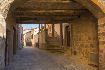 An alley in the historic medieval village of Santa Fiora in Grosseto Province, Tuscany, Italy
