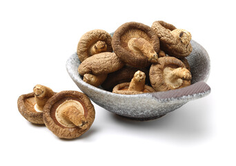 Dry Shiitake Mushroom on white background
