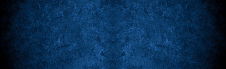 Old wall pattern texture cement blue dark abstract  blue color design are light with black gradient background.