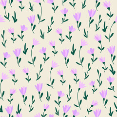 Seamless pattern of small flowers on light background. Floral background