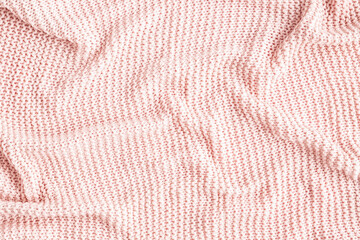 Pink blanket background. Flat lay, top view - 413143909