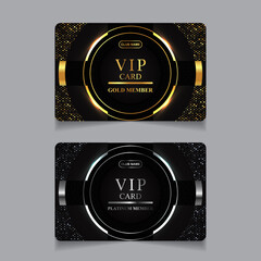 Vector VIP golden and platinum card. Black geometric pattern background with premium design. Luxury and elegant graphic template layout for vip member.