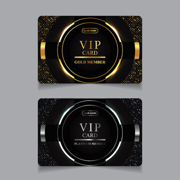 Vector VIP golden and platinum card. Black geometric pattern background with premium design. Luxury and elegant graphic template layout for vip member.