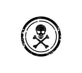 skull stamp vector isolated on white