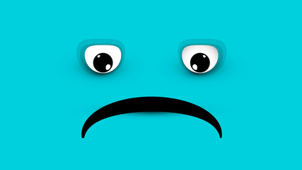Sad Face on Blue Background - Vector
