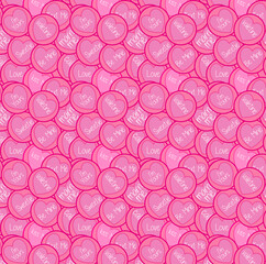Seamless vector pattern with love and romance messages on pink love hearts