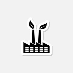 Green factory sticker icon isolated on white background