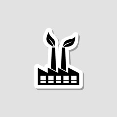 Green factory sticker icon isolated on white background