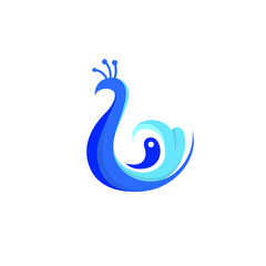 Peacock Simple Logo With Blue Color Combination
