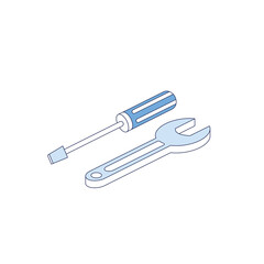 Screwdriver, wrench, support. Vector 3d line isometric, color web icons, new flat style. Creative illustration, idea for infographics.