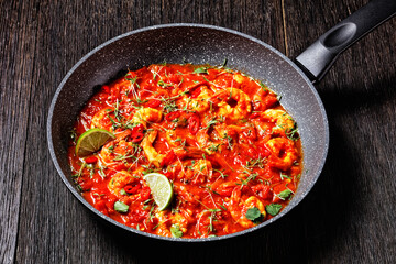 Prawn karahi - tomato shrimp curry, top view