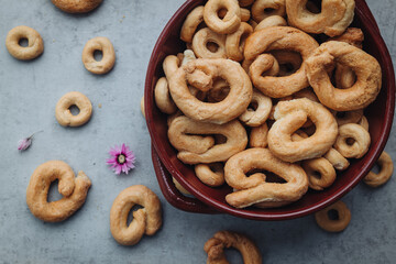 Crunchy traditional taralli snacks from Puglia