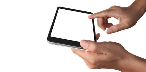 Hands holding  tablet touch computer gadget