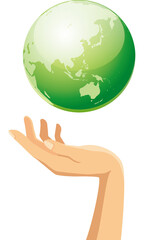 地球を持っている手のイメージイラスト