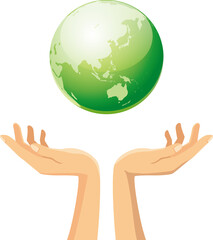 地球を持っている手のイメージイラスト