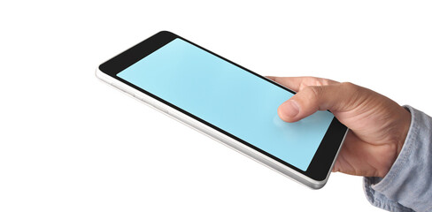 Hands holding  tablet touch computer gadget