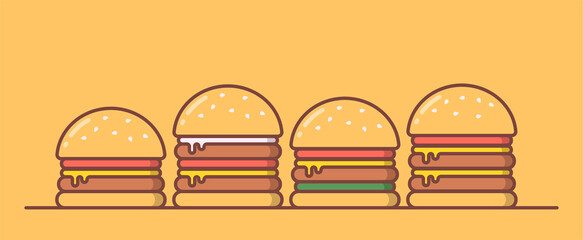 Burger restaurant icon. Gift card, design for street food with hamburger. For fast food, restaurants, food bloggers, restaurant critics, and burger shops. Meat eaters or soy meat, veggie burger 
