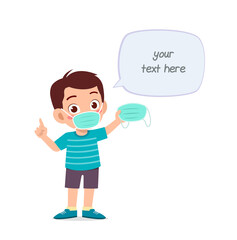 little boy wearing mask and warn about virus
