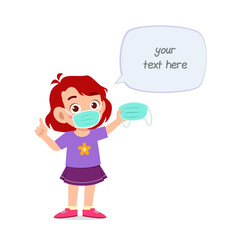 little girl wearing mask and warn about virus