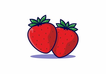 Two fresh red strawberry fruit
